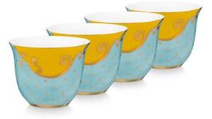 Pip Studio Royal white sada 4 Chaffe cups 80ml, modro-žluté (sada malých hrnečků)