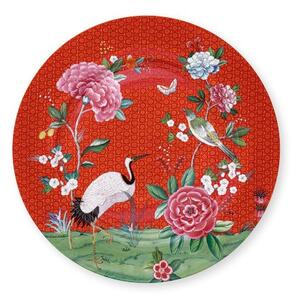 Pip Studio Blushing Birds talíř Ø32cm, červený (Velký porcelánový talíř)