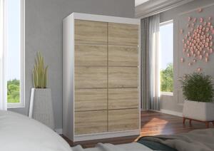 Úzká šatní skříň 120 cm JABRA - bílá / dub sonoma