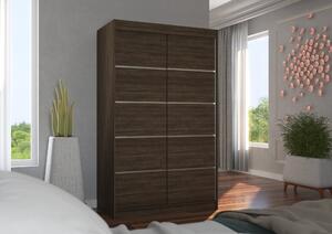 Úzká šatní skříň 120 cm JABRA - tmavě hnědá