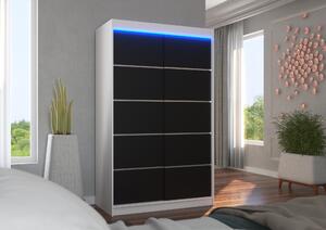 Úzká šatní skříň 120 cm s LED osvětlením JABRA - černá