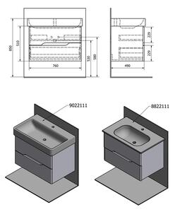 SAPHO - MEDIENA umyvadlová skříňka 77x50,5x49cm, bílá mat/dub natural (MD082)
