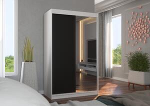 Šatní skříň s posuvnými dveřmi 120 cm EABRIA - bílá / černá
