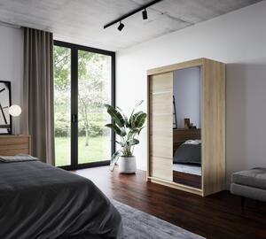 Šatní skříň se zrcadlem 120 cm EABRIS - dub sonoma