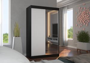 Šatní skříň s posuvnými dveřmi 120 cm EABRIA - černá / bílá