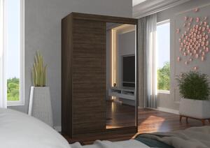 Šatní skříň s posuvnými dveřmi 120 cm EABRIA - tmavě hnědá