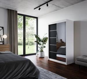 Šatní skříň se zrcadlem 120 cm EABRIS - bílá / černá