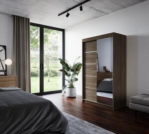 Šatní skříň se zrcadlem 120 cm EABRIS - tmavě hnědá