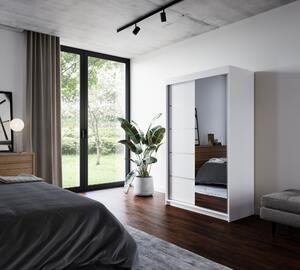 Šatní skříň se zrcadlem 120 cm EABRIS - bílá