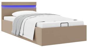 Rám postele s LED a úložištěm cappuccino umělá kůže 90 x 200 cm 285558
