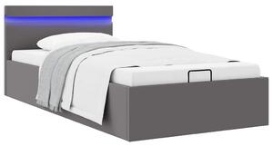 Rám postele s LED úložný prostor šedý umělá kůže 90 x 200 cm 285552