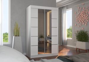 Šatní skříň se zrcadlem 120 cm FABRA - bílá
