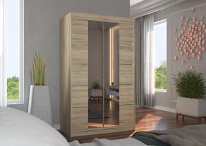 Šatní skříň se zrcadlem 120 cm FABRA - dub sonoma
