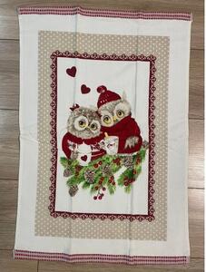 Bavlená froté vánoční utěrka Sovičky 50x70 cm 50x70 cm Vícebarevná