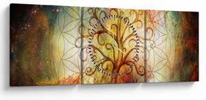 Abstraktní obraz stromu (s hodinami) (90x30 cm)