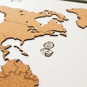 DUBLEZ | Korková, zapichovací mapa světa na stěnu - i s gravírováním