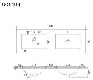 MEREO - Opto, koupelnová skříňka s keramickým umyvadlem, černá, 4 zásuvky, 1210x580x458 mm (CN943)
