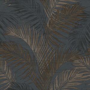 Luxusní modrá vliesová tapeta s palmovými listy, 33316, Tradizioni, Cristiana Masi by Parato