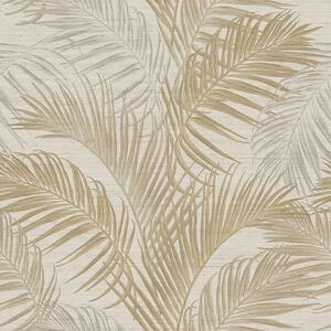 Luxusní béžovo-zlatá vliesová tapeta s palmovými listy, 33312, Tradizioni, Cristiana Masi by Parato