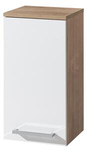 MEREO - Bino koupelnová skříňka závěsná, horní, pravá, bílá/dub (CN676)