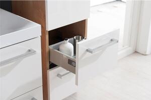 MEREO - Bino koupelnová skříňka vysoká, závěsná bez nožiček, pravá, bílá/bílá (CN668)