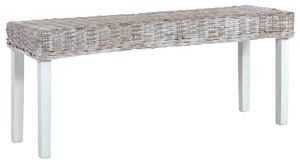 Lavice 110 cm bílý přírodní kubu ratan a masivní mahagon 285788