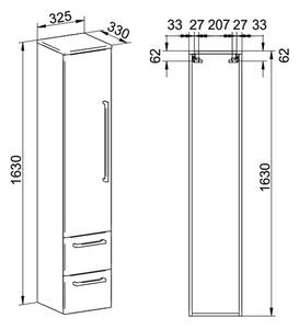 MEREO - Bino koupelnová skříňka vysoká, závěsná bez nožiček, pravá, bílá/bílá (CN668)