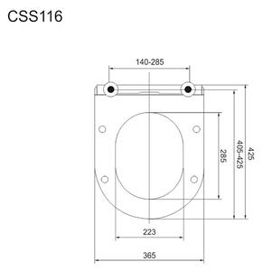 MEREO - Samozavírací WC sedátko slim, duroplast, bílé, s odnímatelnými panty CLICK (CSS116)