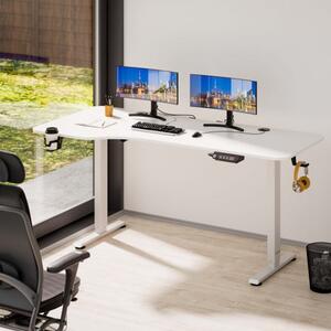 FurniGO Výškově nastavitelný kancelářský stůl bílý-160x75x118 cm