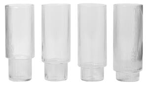 Skleničky Ripple Long Drink - 4 kusy "Clear" ferm LIVING