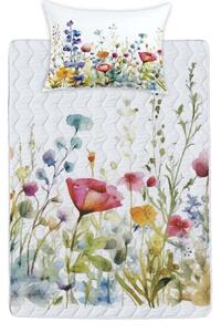 Lehká prošívaná přikrývka s květinami 140x200cm v setu s povlakem na polštář, Butter Kings