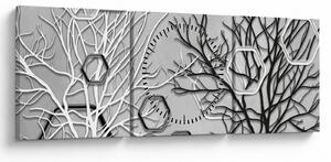 Abstraktní obraz se stromy (s hodinami) (90x30 cm)