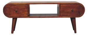 TV stolek v kaštanovém odstínu kulatého tvaru, 100 × 30 × 38 cm