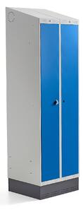AJ Produkty Šatní skříňka CLASSIC COMBO, 1 sekce, 2 boxy, 2050x600x550 mm, sokl, modré dveře