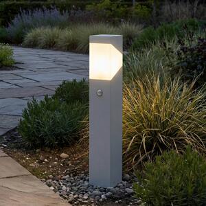 Lucande podlahová lampa Kiran, 60 cm, senzor, světle šedá, IP44, stmívatelný, Hliník / šedá / zinek, Hliník, Moderní
