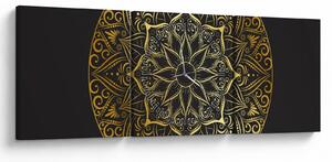 Obraz zlaté abstrakce (s hodinami) (90x30 cm)