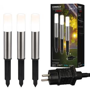 BRI 3925032 Startovací sada Junca – CONNECT TO SHINE, 3ks svítidel pro osvětlení cesty, IP44, design nerez ocel - BRILONER