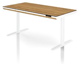 Elektrický psací stůl sit-stand se zásuvkou a bezdrátovou nabíječkou Qi bílý/zlatý dub, 1400 mm: ELLIS
