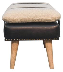 Lavice s čalouněním bouclé z masivního mangového dřeva, 90 × 35 × 40 cm