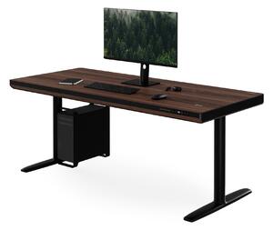 Elektrický psací stůl sit-stand se zásuvkou a bezdrátovou nabíječkou Qi černý/ořech, 1600 mm: ELLIS