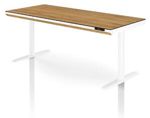 Elektrický psací stůl sit-stand se zásuvkou a bezdrátovou nabíječkou Qi bílý/zlatý dub, 1600 mm: ELLIS
