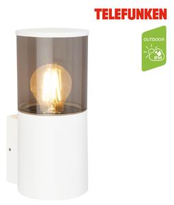 TF 322206TF TELEFUNKEN venkovní nástěnné svítidlo, voděodolné a prachotěsné, kouřové sklo, E27 patice, bílé - BRILONER