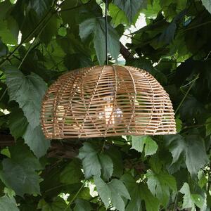 PR Home Venkovní závěsné svítidlo Mayla, přírodní ratan, Ø 43 cm, zástrčka IP44, Světlé dřevo, Dřevo