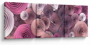 Abstraktní obraz květů růží (s hodinami) (90x30 cm)