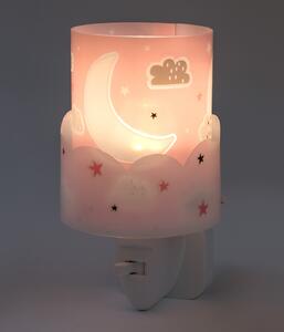 Dalber 61235S MOON pink - Dětská lampička do zásuvky v růžové barvě (Lampička do zásuvky pro děti )