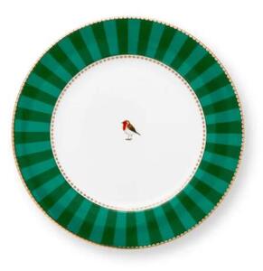 Pip Studio Love Birds Stripes talíř Ø21cm, zelený (snídaňový talíř)
