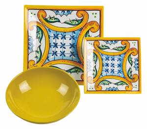 VILLA D’ESTE HOME TIVOLI Servis čtvercových talířů Palazo Prato 18 kusů, barevný dekor