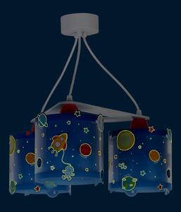 Dalber 41344 PLANETS - Dětské závěsné trojramenné svítidlo pro malé kosmonauty, fofsoreskující + Dárek LED žárovky (Dětský lustr s motivem vesmíru)