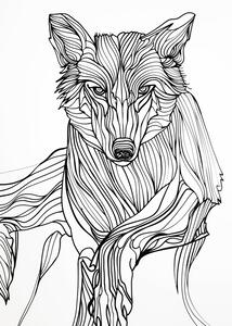 Ilustrace Lines art Wolf, Justyna Jaszke, (30 x 40 cm)