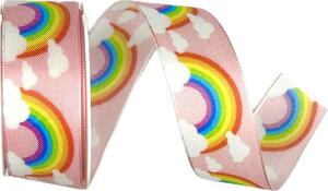Stuha dětská RAINBOW PINK 25mm x 2m (11,- Kč/m)